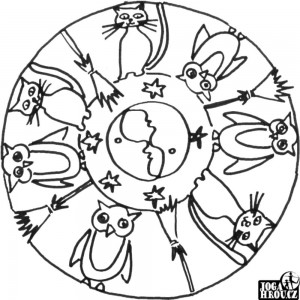 Mandala, kočky a sovy